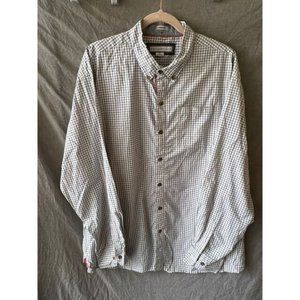 PD&C Button Up Shirt Adult 2X White‎ Black Check Long Sleeve Classic Fit Mens.